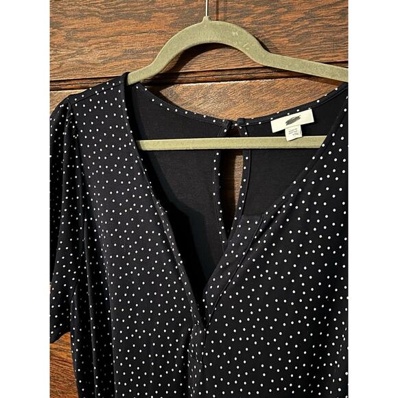 J Jill Navy Blue White Polka Dot Jumpsuit Wide Leg Women’s Sz L - Picture 2 of 10